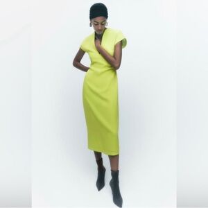 Zara Lime Green MIDI Dress